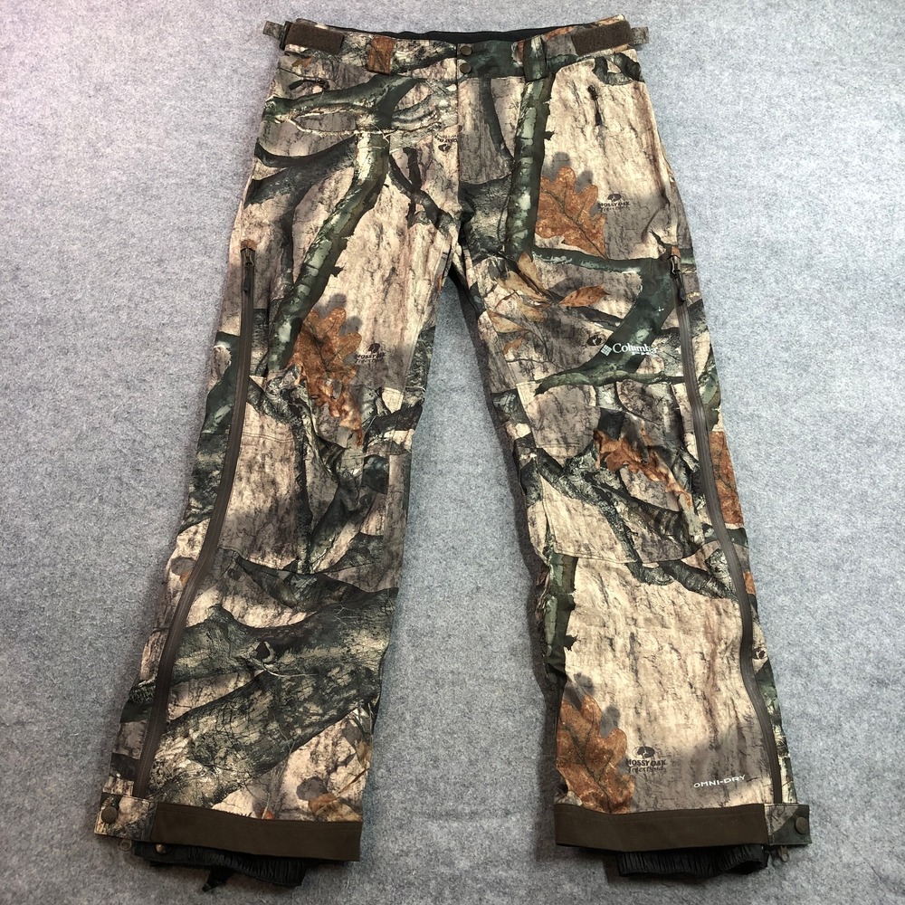 Columbia PHG Men Hunting Pants L Mossy Oak Treestand Camo Full Side Zip Omni-Dry